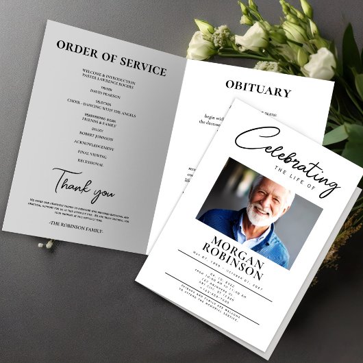 Funeral Program, Celebration of Life,Black & White チラシ