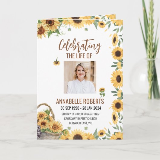 Funeral Program - Sunflowers Design プログラム (正面)