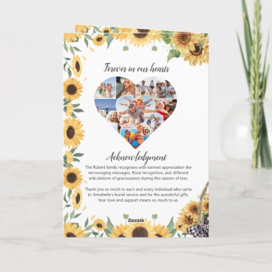 Funeral Program - Sunflowers Design プログラム (裏面)