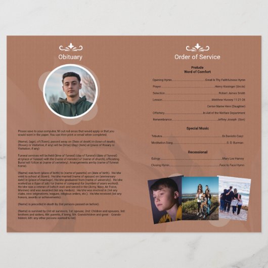 Funeral Program Template (裏面)