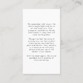 Funeral Sympathy Photo Forever Hearts Prayer Card 名刺 (裏面)