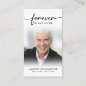 Funeral Sympathy Photo Forever Hearts Prayer Card 名刺 (正面)