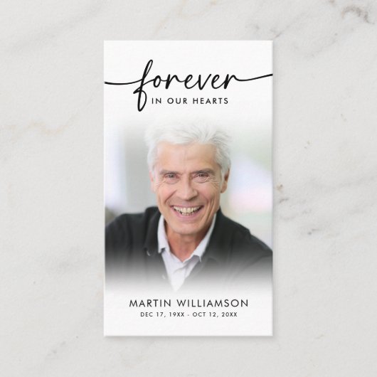 Funeral Sympathy Photo Forever Hearts Prayer Card 名刺 (正面)