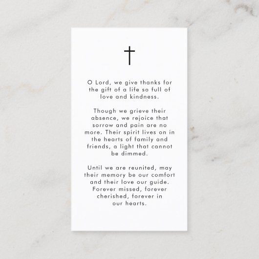 Funeral Sympathy Photo Forever Hearts Prayer Card 名刺 (裏面)