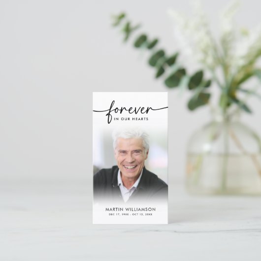 Funeral Sympathy Photo Forever Hearts Prayer Card 名刺 (スタンド正面)