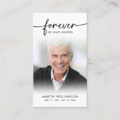 Funeral Sympathy Photo Forever Hearts Prayer Card 名刺 (正面)