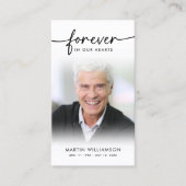 Funeral Sympathy Photo Forever Hearts Prayer Card 名刺 (正面)