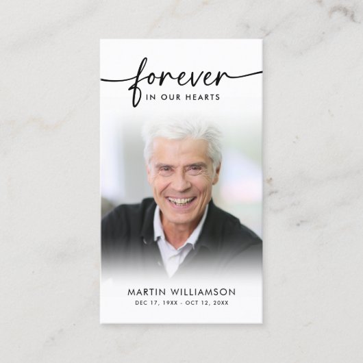 Funeral Sympathy Photo Forever Hearts Prayer Card 名刺 (正面)