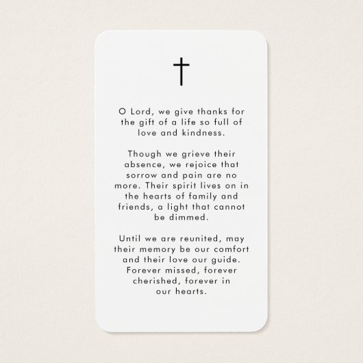 Funeral Sympathy Photo Forever Prayer Card (裏面)