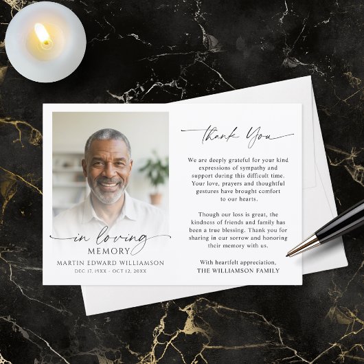 Funeral Thank You In Loving Memory Photo サンキューカード