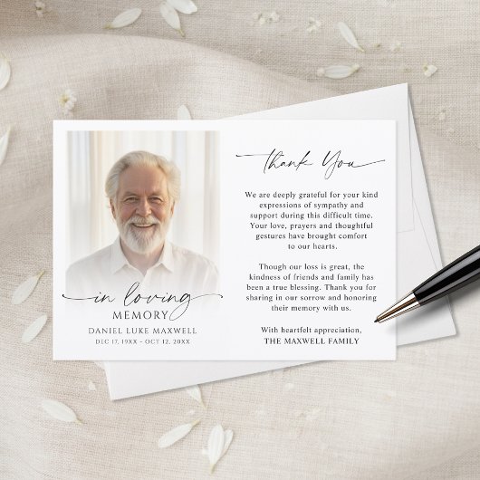 Funeral Thank You Photo In Loving Memory サンキューカード