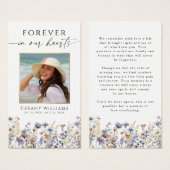 Funeral Wildflower Forever Hearts Prayer Card (正面&裏面)