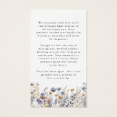 Funeral Wildflower Forever Hearts Prayer Card (裏面)