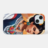 Funfa para iPhone 15 motivo mujer mexicana 15ケース (裏面横)