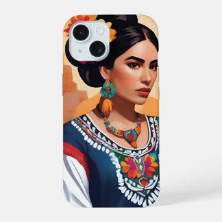 Funfa para iPhone 15 motivo mujer mexicana 15ケース