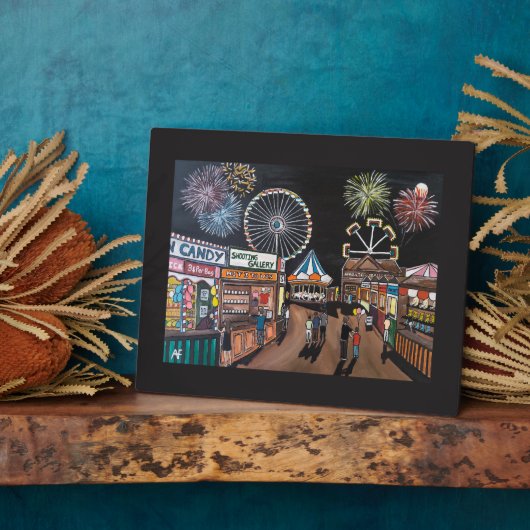 Funfair at Night Painting by Alfred Fox フォトプラーク (側面)