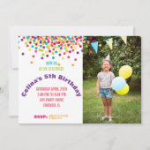 Funfettiの写真の誕生会 招待状 (正面)