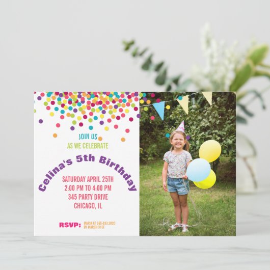 Funfettiの写真の誕生会 招待状 (スタンド正面)