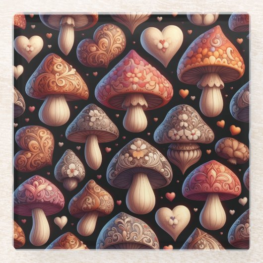 Fungi Family ガラスコースター (正面)