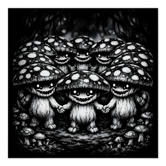 Fungus Folk • BurnsInHellによる森の生き物たち ポスター (正面)