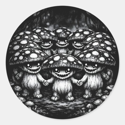 Fungus Folk • BurnsInHellによる森林の生き物たち ラウンドシール (正面)