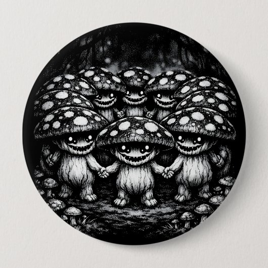 Fungus Folk • BurnsInHellによる森林の生き物たち 缶バッジ (正面)