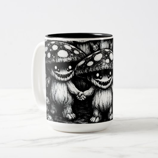 Fungus Folk •  Forest Creatures by BurnsInHell ツートーンマグカップ (正面左)