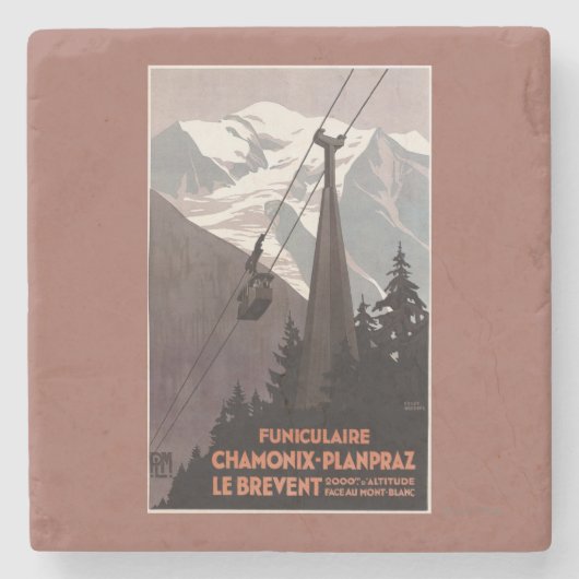 Funiculaire Le Breventのケーブル・カーポスター ストーンコースター (正面)