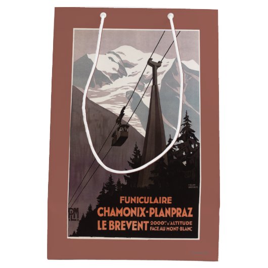 Funiculaire Le Breventのケーブル・カーポスター ミディアムペーパーバッグ (裏面)