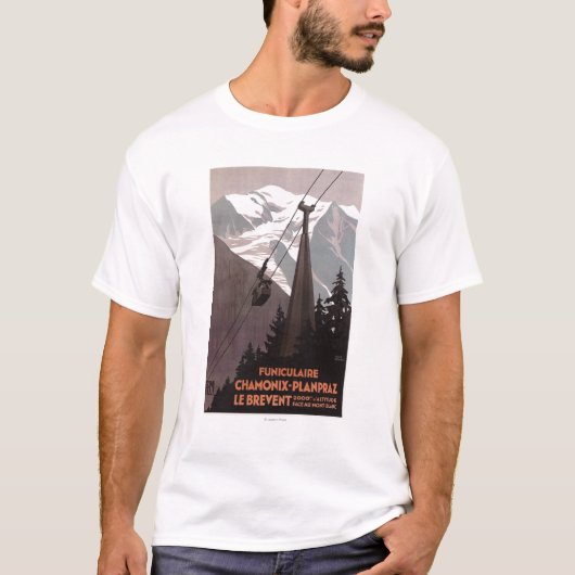 Funiculaire Le Breventのケーブル・カーポスター Tシャツ (正面)