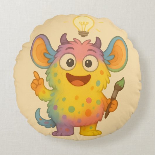 Funkel Kissen – Das kreative ADHS-Monster ラウンドクッション (正面)