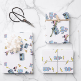 Funky 90's Theme Birthday Gift Set of 3  ラッピングペーパーシート