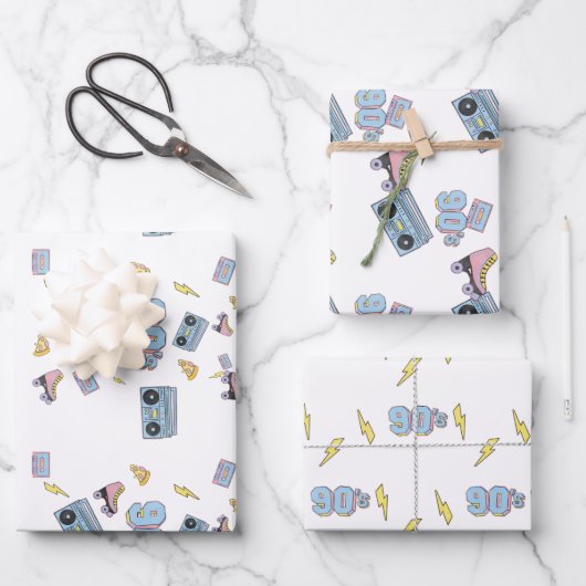 Funky 90's Theme Birthday Gift Set of 3  ラッピングペーパーシート (正面)