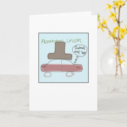 Funky Abe Lincoln Illustrated カード (黄色い花)