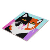 Funky Abstract Art Calico Cat タイル (側面)