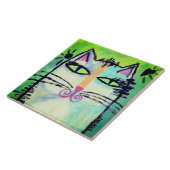 Funky Abstract Cat Painting タイル (側面)