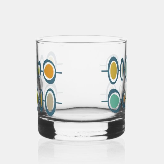 Funky Abstract Circles Green Blue Midcentury ウイスキーグラス (右)