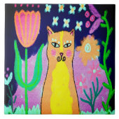 Funky Abstract Digital Cat Art タイル (正面)