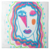 Funky Abstract Portrait of a Woman タイル (正面)