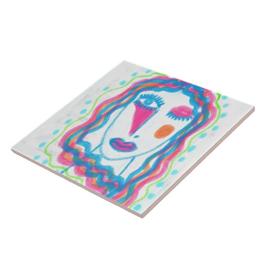 Funky Abstract Portrait of a Woman タイル (側面)
