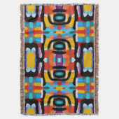 Funky Abstract Unique Colors Hand Painted Look スローブランケット (正面縦)