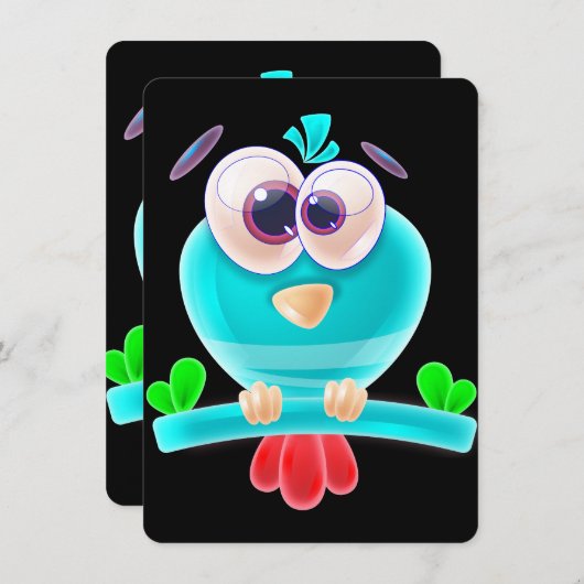 Funky Birdie Party Invite Card 招待状 (正面/裏面)