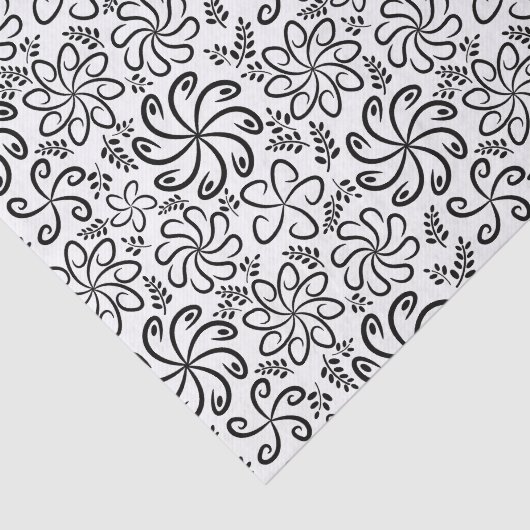 Funky black white flowers Tie 薄葉紙 (詳細)