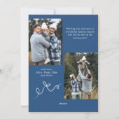 Funky Blue Christmas Bow Ribbon 3 Photo シーズンカード (裏面)