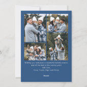 Funky Blue Christmas Bow Ribbon 5 Photo シーズンカード (裏面)