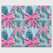 Funky Bow Pink Christmas Bow Pattern ラッピングペーパー (フラット)