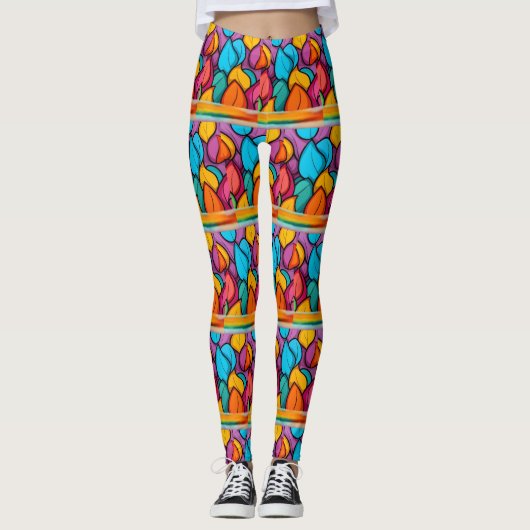 Funky bright and fun yoga pants long length レギンス (正面)