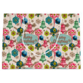 Funky Bright Retro Christmas ラージペーパーバッグ (正面)