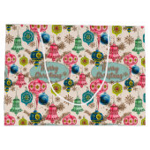 Funky Bright Retro Christmas ラージペーパーバッグ (裏面)