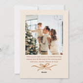 Funky Christmas Boho Beige Bow Ribbon 2 Photo シーズンカード (裏面)